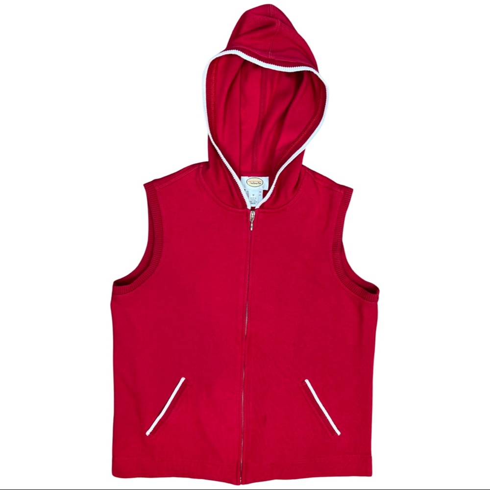 Talbots sporty hooded vest, zip front